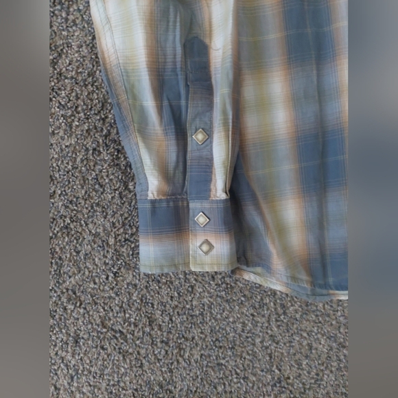 Cody James Pearl Snap Collared Shirt Gray Plaid M Western Festival Flaw - Picture 4 of 8